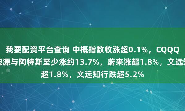 我要配资平台查询 中概指数收涨超0.1%,CQQQ涨1%,晶科能源与阿特斯至少涨约13.7%,蔚来涨超1.8%,文远知行跌超5.2%